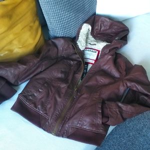 Garage Classic Bomber Jacket Faux Leather Brown